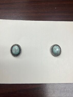 Silver Stud Earrings with Turquoise colors